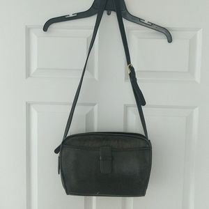 Vintage black leather coach shoulder bag
